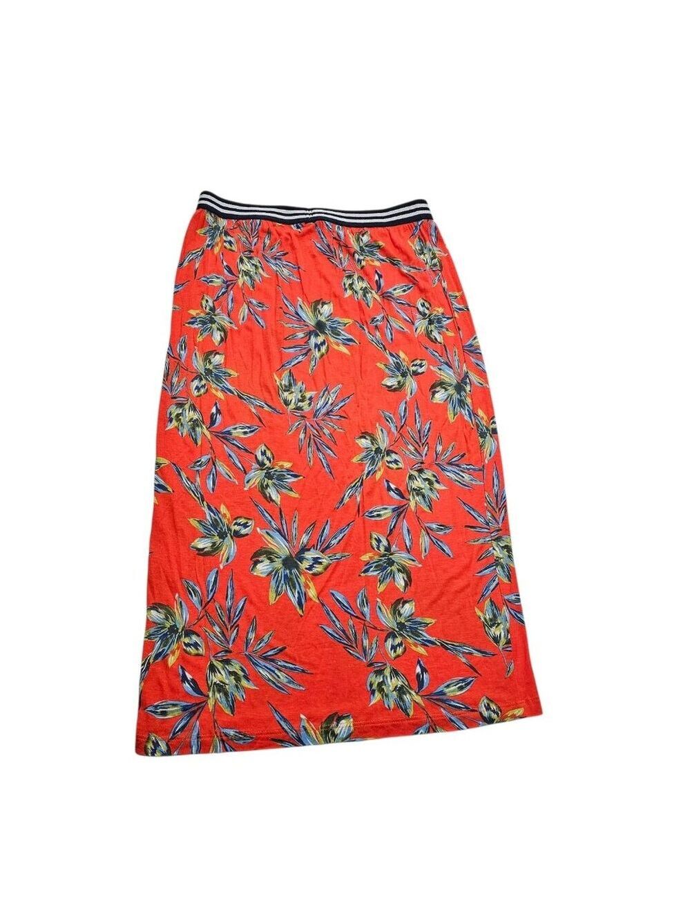 LASCANA Tropical Floral Maxi Skirt SZ 12 USA Striped Waistband Boho Colorful - Picture 2 of 7